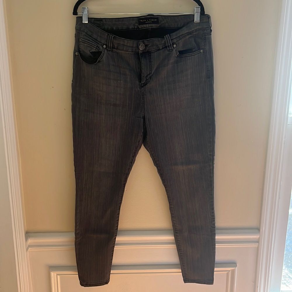 Truth + Theory Plus Size Grey Skinny Jean
